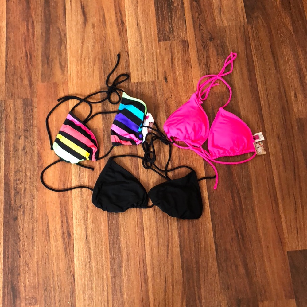 Three bikini tops